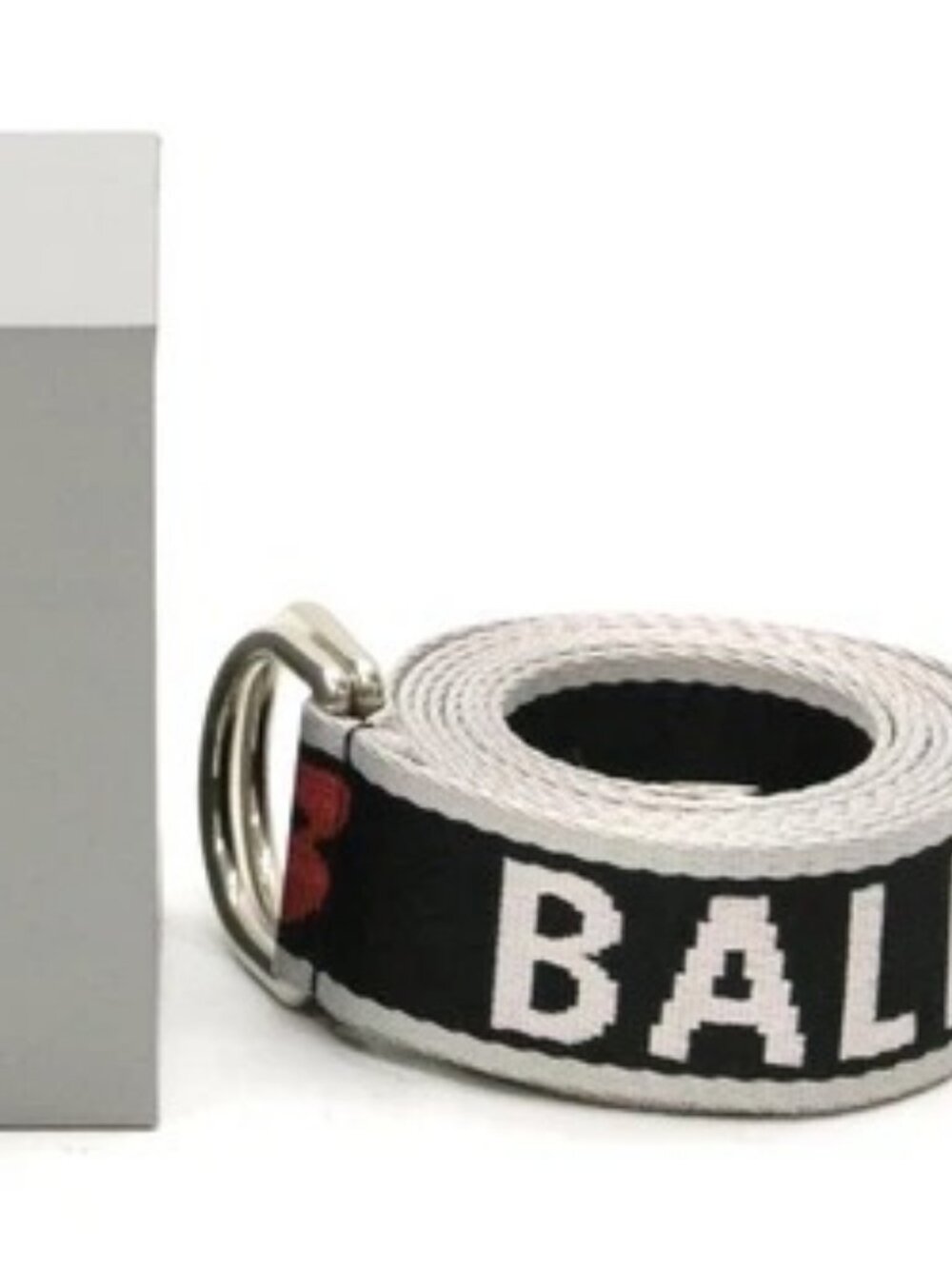 Balenciaga Men's Double D Ring Adjustable Logo Belt One Size - Black/White/Red